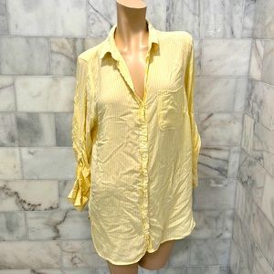 Velvet Heart size 1X yellow and white button up